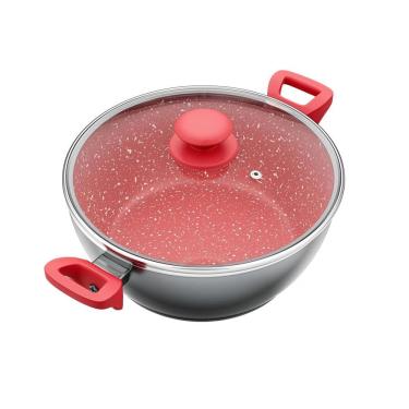 Imagem de Panela Philco PPN24A com Tampa de Vidro e Revestimento Antiaderente Redstone 24cm - Cinza e Vermelha