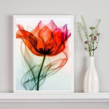 Imagem de Quadro Flor Elegante Transparência Vermelha 45X34Cm - Vidro