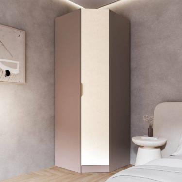 Imagem de Guarda Roupa Modulado 100% Mdf de Canto Oblíquo Orion Cabecasa Madeiraoriginals Mocha/Linho