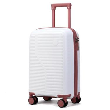 Imagem de Mala De Bordo 10Kg Polipropileno Inquebrável Branca Com Rose - Dermond