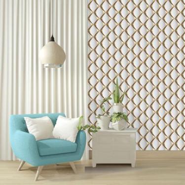 Imagem de Papel de Parede Adesivo Autocolante Decorativo Losango Dourado 3D 10 M