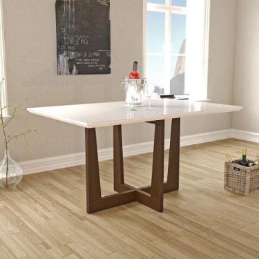 Imagem de Mesa de Jantar Retangular Cruz de Madeira com Tampo de Vidro - Djorge,