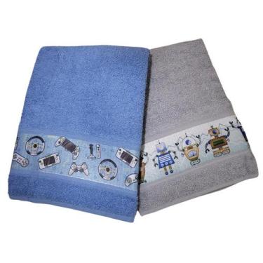 Imagem de Kit 2 Toalhas de Banho Infantil Criança Menino Menina 100% Algodão - V