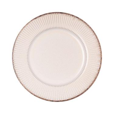 Imagem de Jogo 6 Prato Raso De Jantar Cerâmica Linear Branco Premium 27cm Lyor