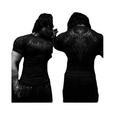 Imagem de Camiseta De Compressão Unissex Com Estampa Gótica Em Metal, Estilo Pun
