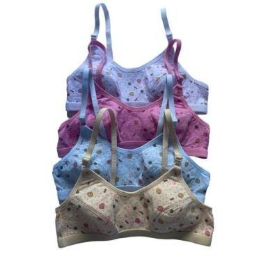 Imagem de Kit 04 Sutiã Infantil Juvenil Menina Moça Algodão Ajustável - MINHA TO