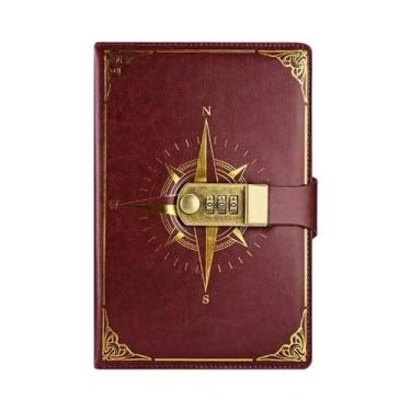 Imagem de Caderno Diário Retrô A5 Com Cadeado, Bússola De Viagem, Caderneta De A