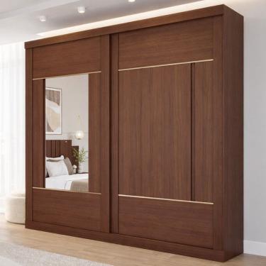 Imagem de Guarda-roupa Casal 229cm 2 Portas de Correr com 2 Espelhos Mdf Talin Jequitiba