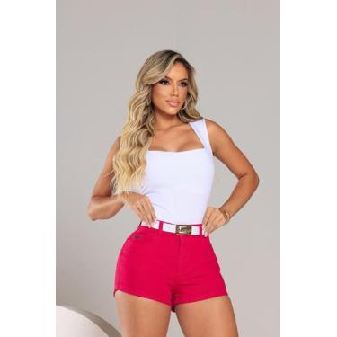 Imagem de Short feminino colorido rosa com elastano 10404 - Obsidia Jeans Premiu