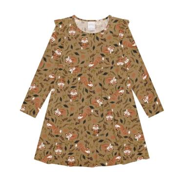 Imagem de Vestido Infantil Manga Longa Raposinha Bege Alakazoo-Feminino