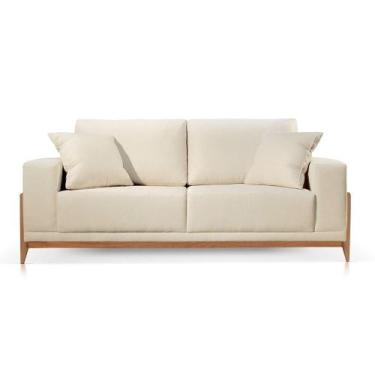 Imagem de Sofá Paris 3 Lugares Suede Bege Claro 2,30m Confortável Sala - Poltjá 