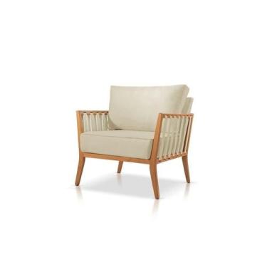 Imagem de Poltrona Safira Suede Bege Claro Sala Estar Confortável Sala - Poltjá 