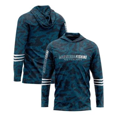Imagem de Camisa Sublimada com Capuz Proteção Solar UV Estonada Azul - Mar Negro-Masculino