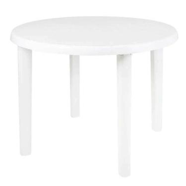 Imagem de Mesa Plástica Redonda 71 x 91cm Desmontável Branca MOR, Branco