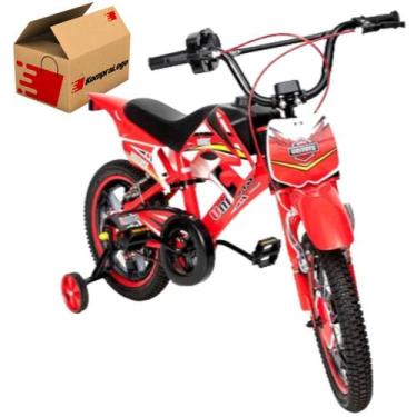 Imagem de Bike Moto Vermelha Bicicleta Aro 16 Motocross Menino Menina - Uni-art 