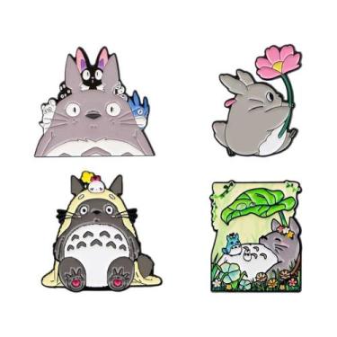 Imagem de Conjunto De Pins De Esmalte De Anime Gatos Cinzentos, Broches Clássico