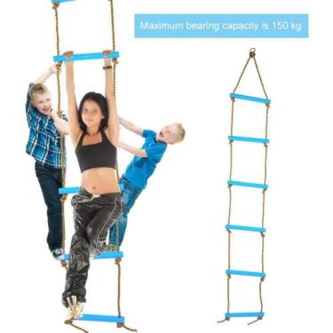 Imagem de Escada de corda de escalada para crianças Swing Hanging Blue - Omkarsy