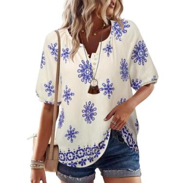 Imagem de Top boho exclusivo para mulheres, elegante, casual, de manga folhada -