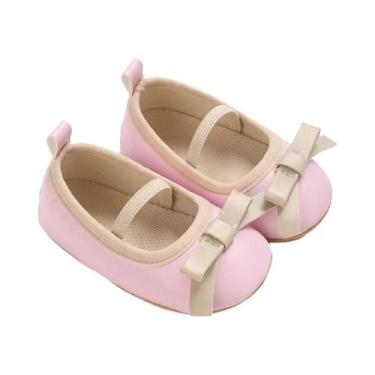 Imagem de Sapatos Planos Para Meninas Bebê Com Detalhe De Laço Em PU Antiderrapa