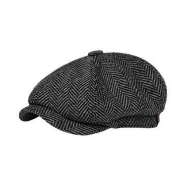 Imagem de Boné Masculino Retrô - Estilo Espinha de Peixe - Boina para Outono/Inv