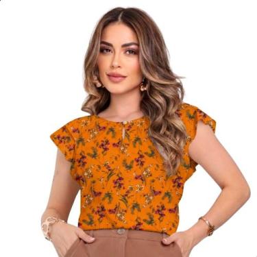 Imagem de Blusinha Feminina Social Crepe Estampa Floridas Lindas Tamanho:GGCor:L