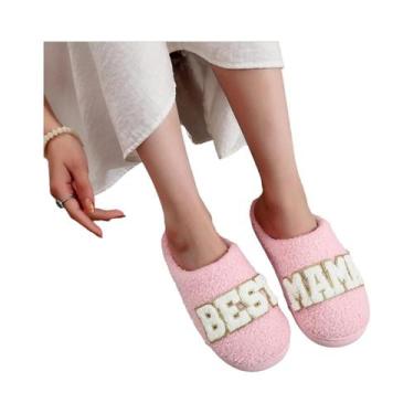 Imagem de Pantufas Femininas Quentes Antiderrapantes De Algodão Acolchoado Com B
