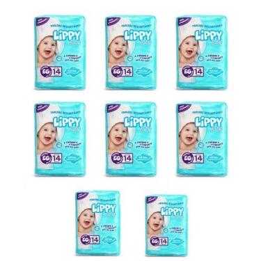 Imagem de Kit 8 pacotes fraldas infantis com 14 tiras lippy baby - eg - total 11