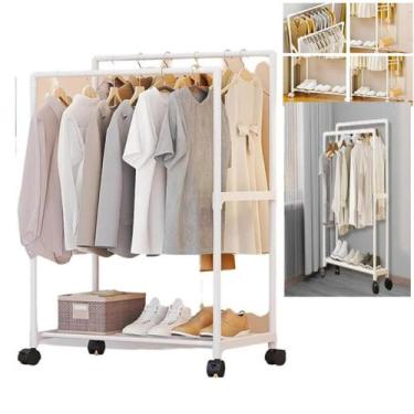 Imagem de Arara sapateira organizadora cabideiro roupa c/ rodas branco - Yeet