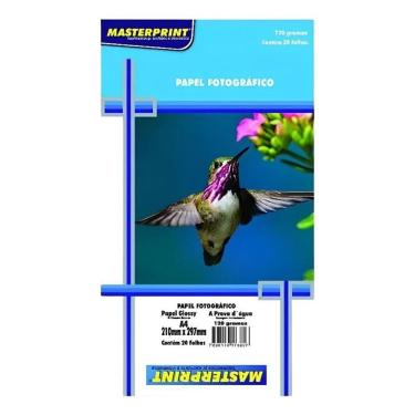 Imagem de Papel Fotográfico A4 Glossy 120g 20 Folhas - Masterprint Branco