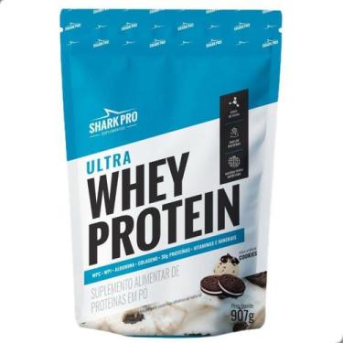 Imagem de Ultra Whey Protein Albumina Colageno Refil 900g Shark Pro, Cookies