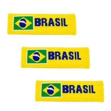 Imagem de Faixa de Cabelo Brasil 3 Unidades Copa do Mundo Amarela - D&K