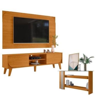 Imagem de Rack Bancada E Painel Para TV Duna Cinamomo com Aparador Frizz Cinamom