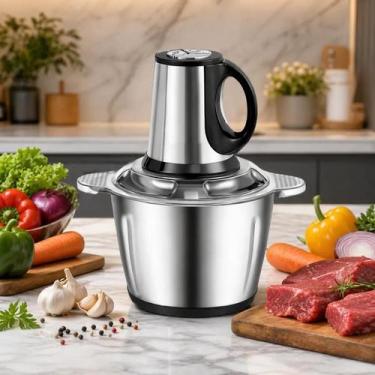 Imagem de Processador Alimentos Moedor De Carne 3 litros Aço Inoxidável Elétrico