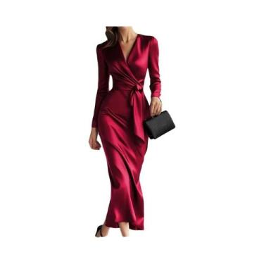 Imagem de Vestido Feminino De Manga Longa Com Renda E Cintura Justa Estilo Hepbu