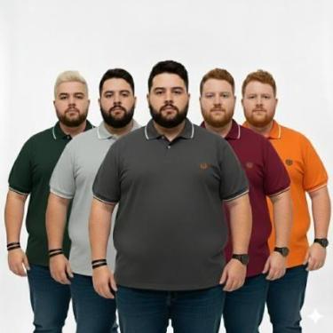 Imagem de Kit 2 Camisas Polo Plus Size G1 G2 G3 Masculina Premium - Conforto - -