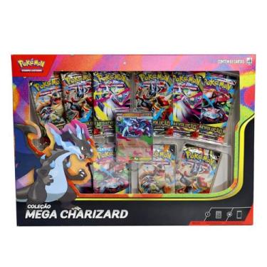 Imagem de Box Coleção Mega Charizard X 61 Cartas Pokémon TCG Copag COR :Preto, P