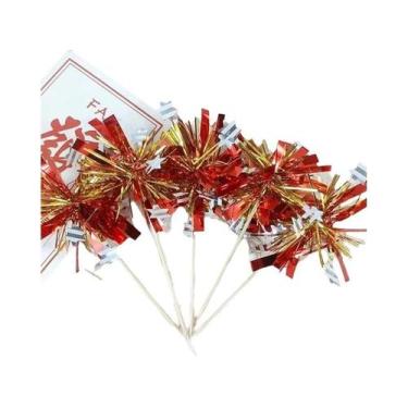 Imagem de Toppers De Bolo Com Glitter Colorido E Franjas De Fogos De Artifício, 