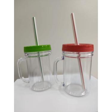 Imagem de kit 2 copos de acrilico com tampa e canudo - fabricação propria 