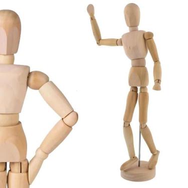 Imagem de Boneco manequim articulado madeira moda arte croqui grande desenho 3d 