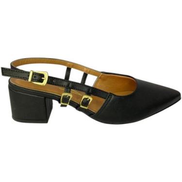 Imagem de Sapato Scarpin Slingback Vizzano Salto Grosso Feminino, Preto, 37