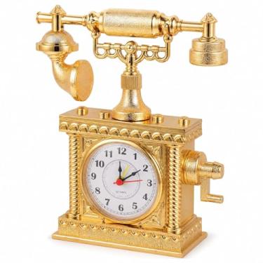 Imagem de LOGOFUN Modelo vintage de telefones com mostrador rotativo, decoração de telefone de mesa de escritório antiga (dourado) 19,00 x 13,00 x 5,30 cm/7,47 x 5,11 x 2,8 polegadas