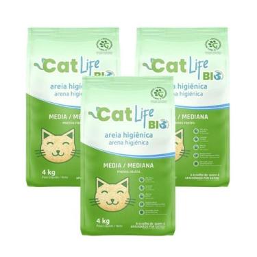 Imagem de Kit 3 Areias Higiênicas CatLifeBio Areia Média Para Gato 4Kg - Green l