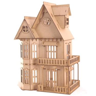Imagem de Kit Casa Bonecas 21 Moveis Polly mod Mirian MDF Cru - Darama