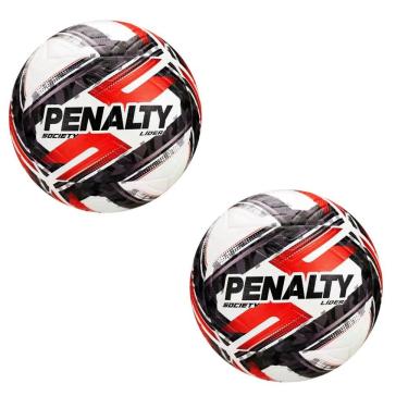 Imagem de Bola de Futebol Society Líder XXVI com Toque Macio e Construção Ultra Fusion Preto e Vermelho Penalty