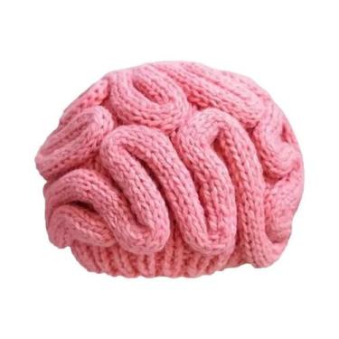 Imagem de Gorro De Lã Rosa Quente Tricotado À Mão Engraçado Presente De Feriado 