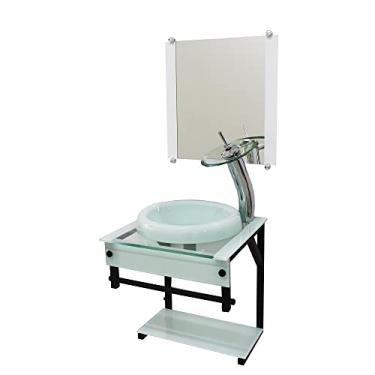 Imagem de GABINETE DE VIDRO 45CM APX COM CUBA CHAPEU BRANCO