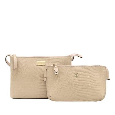 Imagem de Kit Bolsas Transversais de Couro Legítimo Mariart 2190 + 201l (Nude)