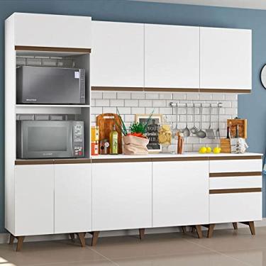 Imagem de Cozinha Retro Completa Madesa Reims com Armario e Balcão - 8 Portas 3 Gavetas - Branco