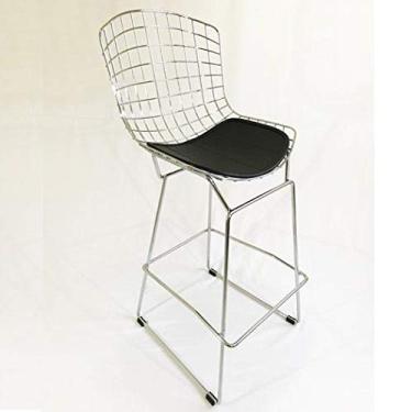 Imagem de Banqueta BERTÓIA cromada assento preto - Poltronas do Sul