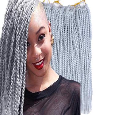 Imagem de Cabelo palácio 6 unidades/lote tranças de cabelo de crochê entrelaçado senegalês pequeno fácil de torcer crochê trançado 2S tranças senegalesas 35,56 cm 45,72 cm 60,96 cm 30 fios de cabelo para mulheres negras cor (45,72 cm, prata)